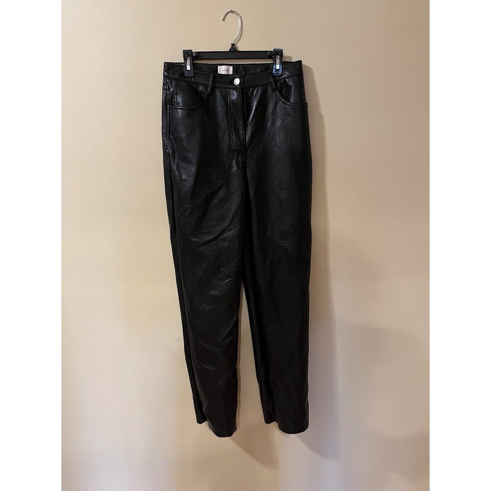 Wilfred Sz S Vegan Leather Pants High Waisted Straight Leg Shiny Trousers